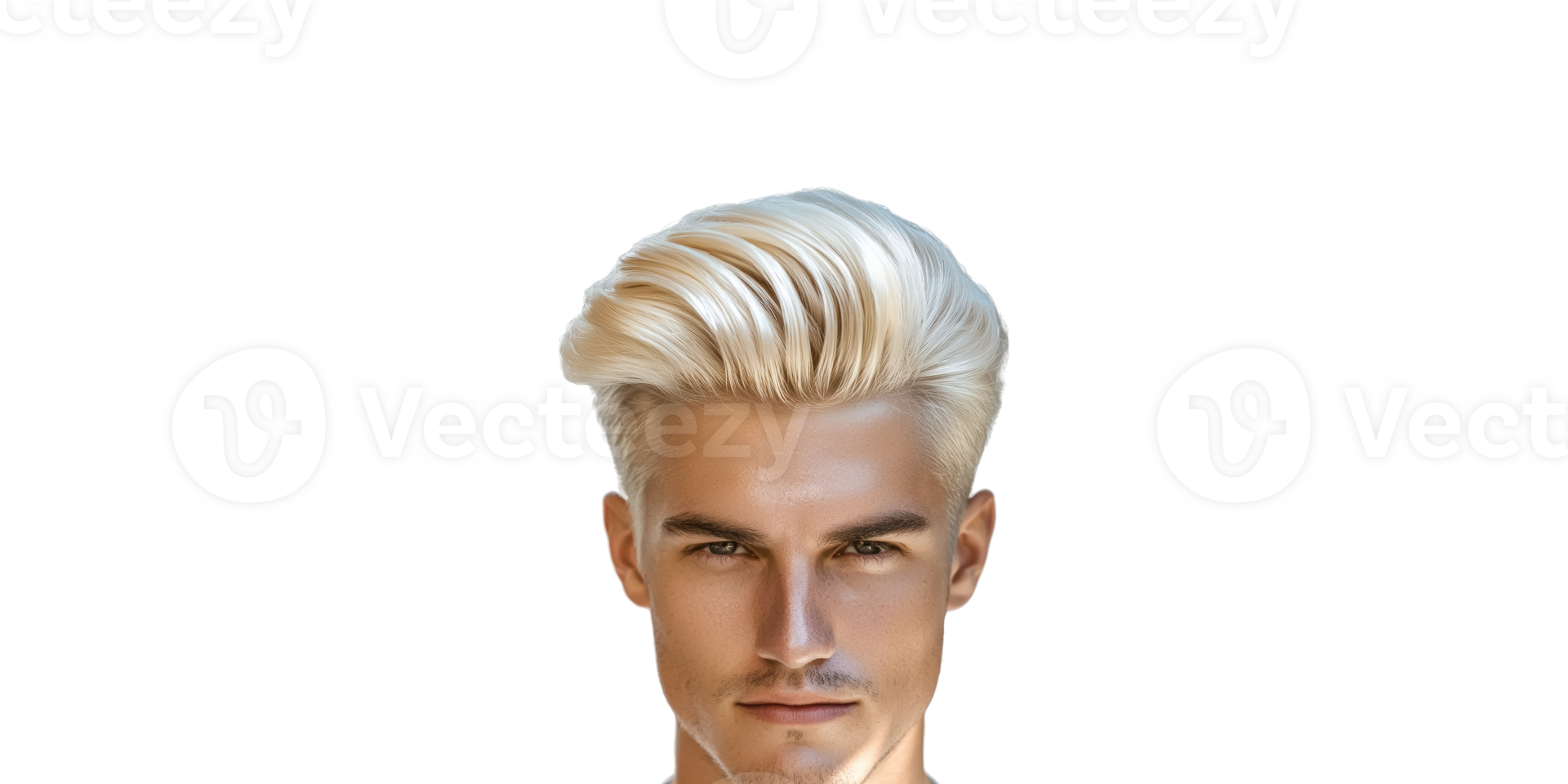 Men's blonde pompadour hairstyle showcasing modern haircut isolated on transparent background png