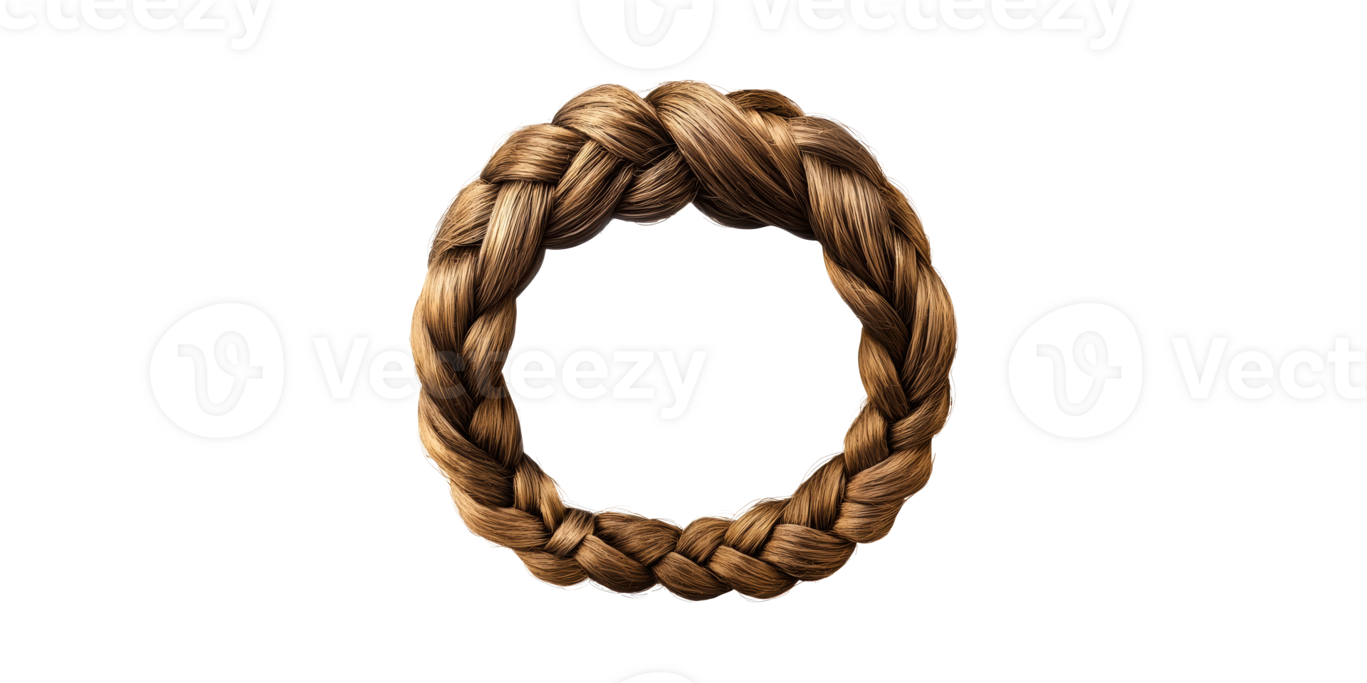 Circular brown hair braid isolated on transparent background png
