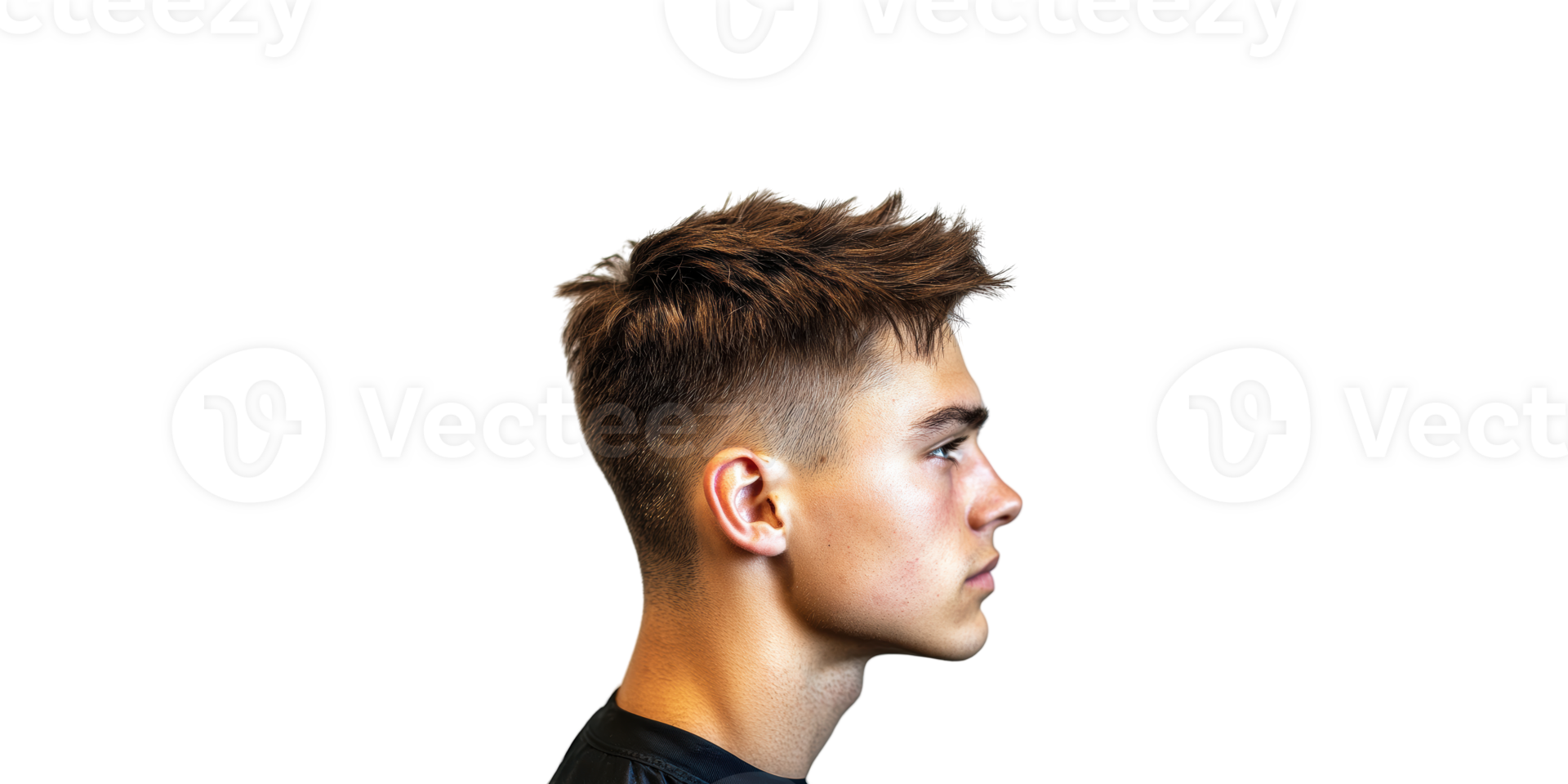 Profile view of young man with short haircut isolated on transparent background png