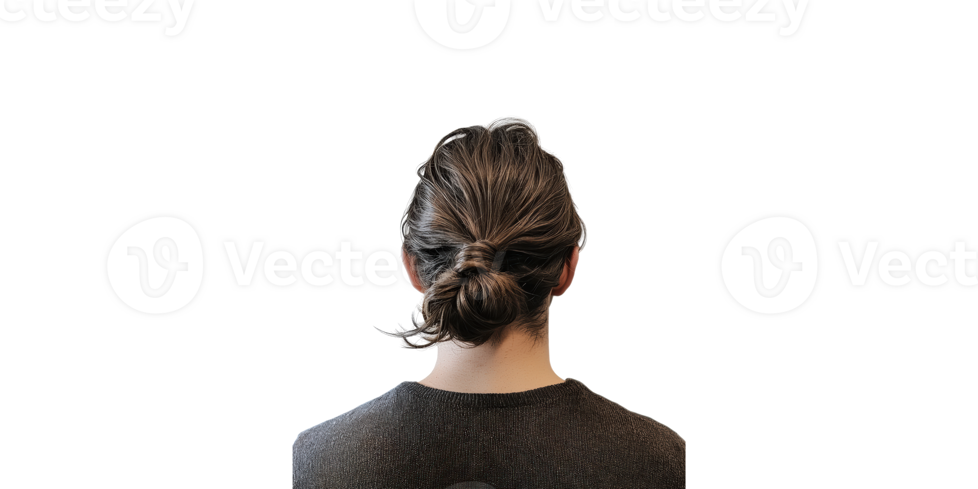 Back view of person with bun hairstyle isolated on transparent background png