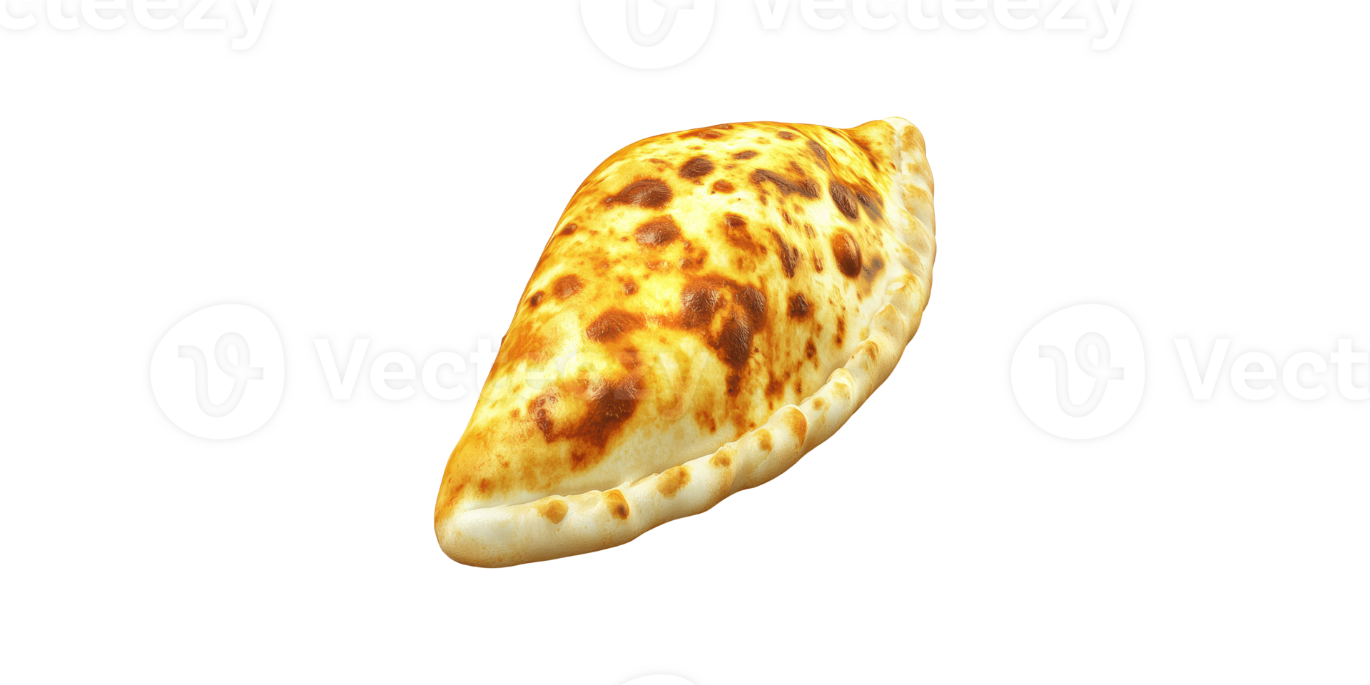 Golden-brown baked calzone with crispy texture isolated on transparent background png