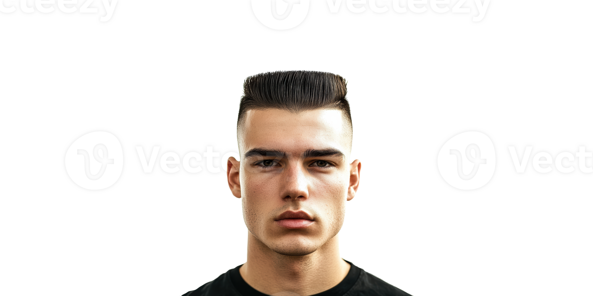 Portrait of young man with flat top hairstyle isolated on transparent background png