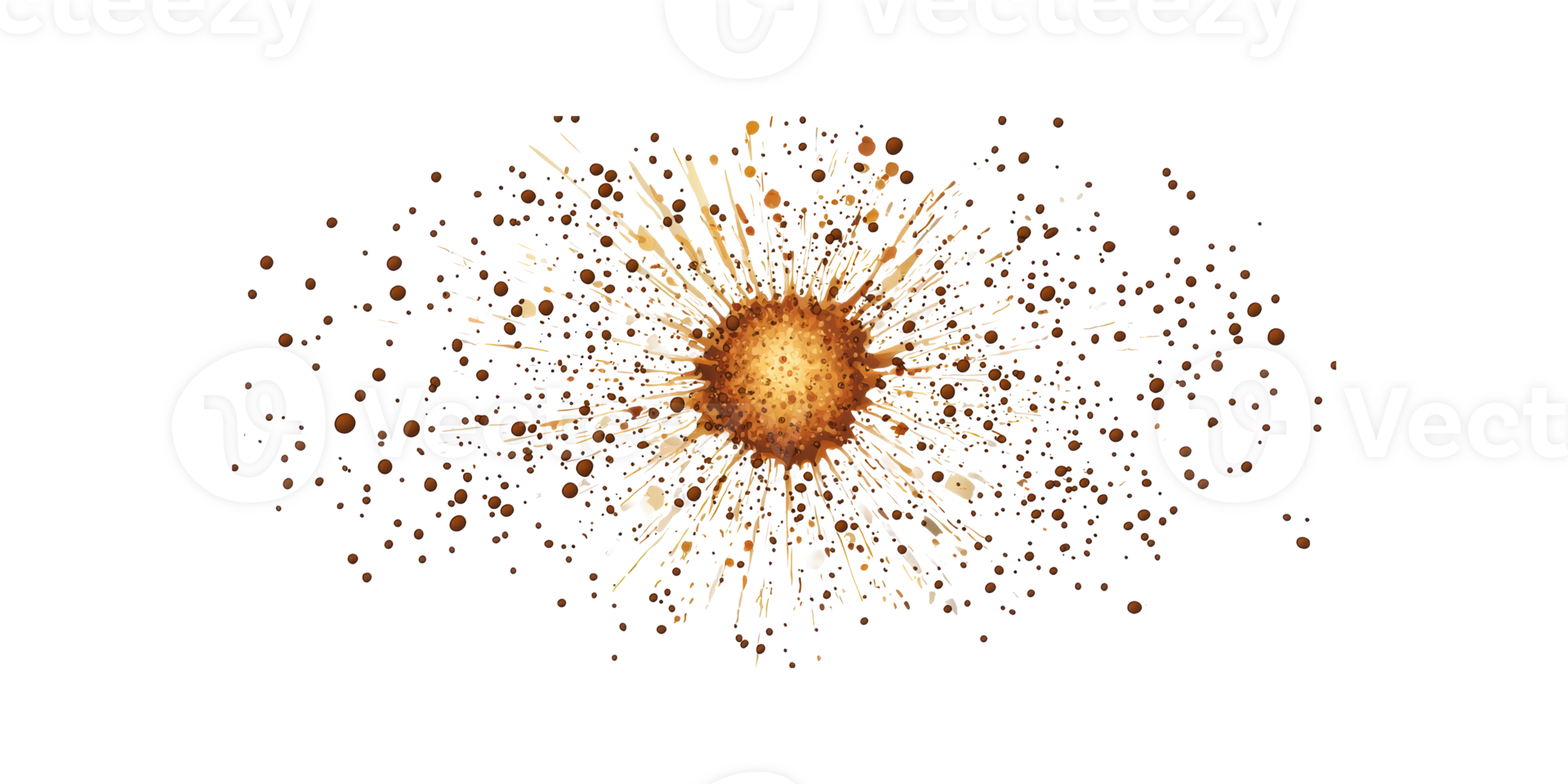Brown ink splatter with radial pattern isolated on transparent background png