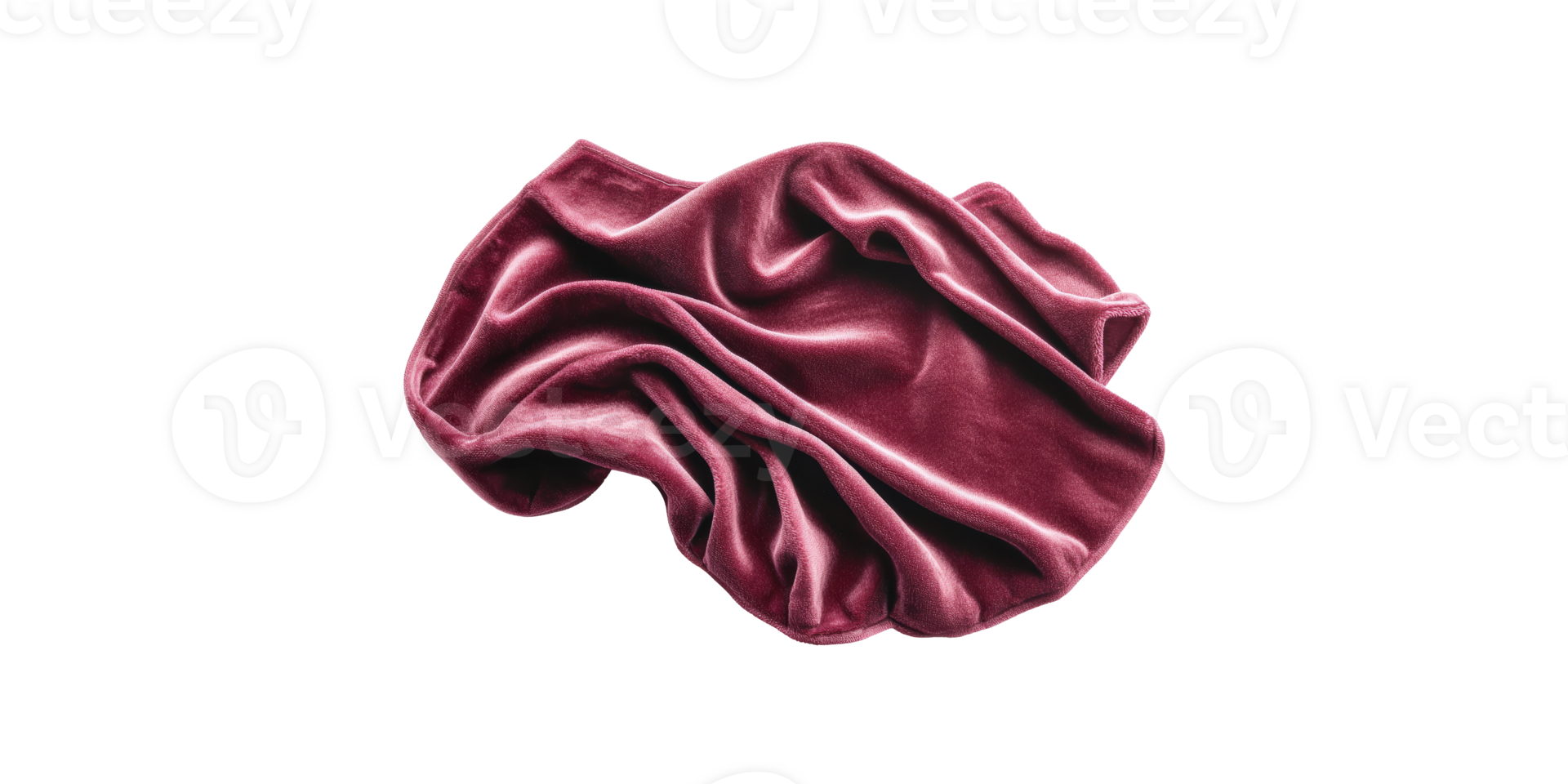 Crumpled red velvet fabric with soft texture isolated on transparent background png