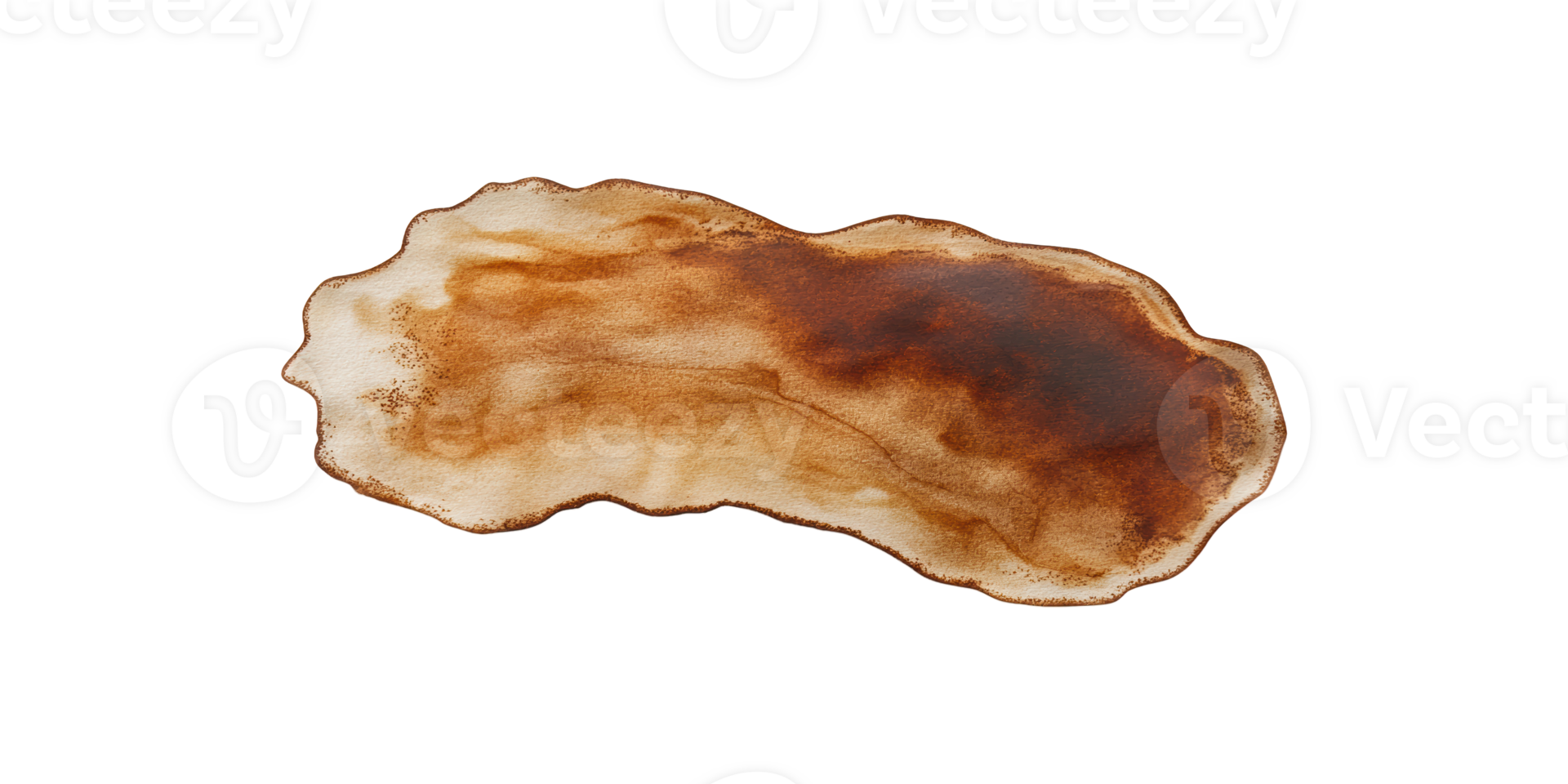 Coffee stain with irregular shape and brown hues isolated on transparent background png