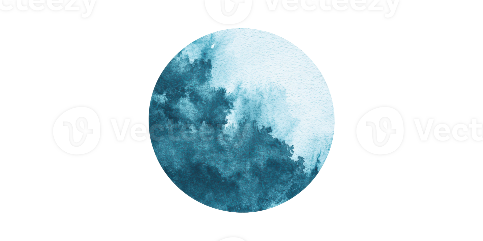 Abstract blue watercolor circle art isolated on transparent background png