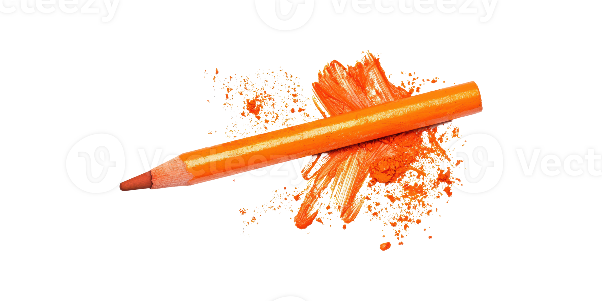 Orange crayon with brushstroke and splashes isolated on transparent background png