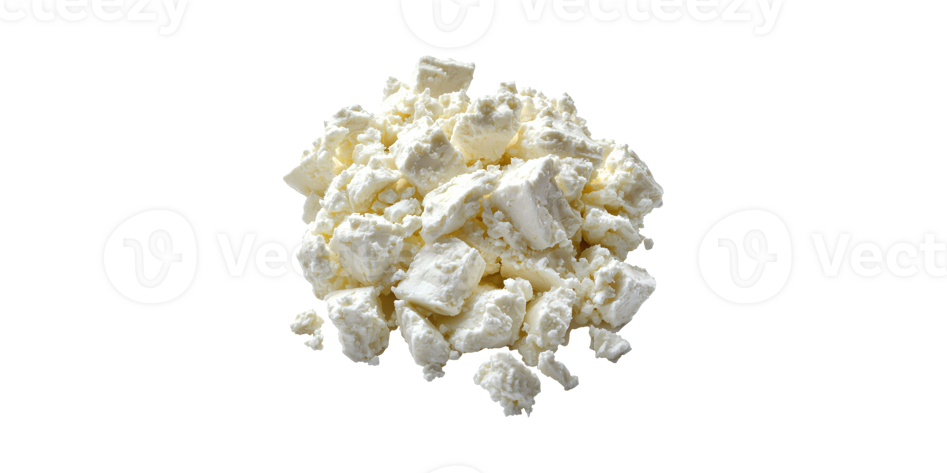 Crumbled cottage cheese curds pile isolated on transparent background png