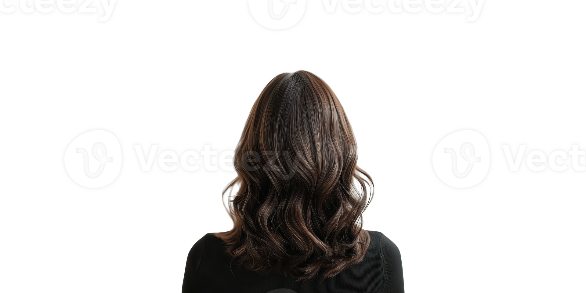 Brown wavy hair from back view isolated on transparent background png