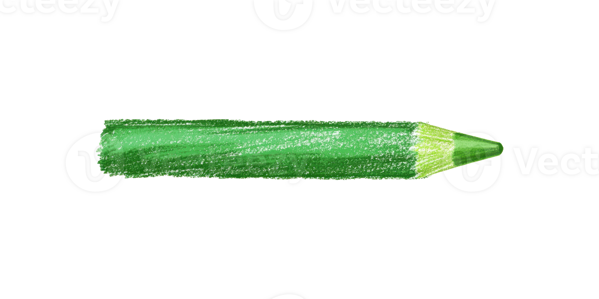 Green pencil crayon with textured shading isolated on transparent background png