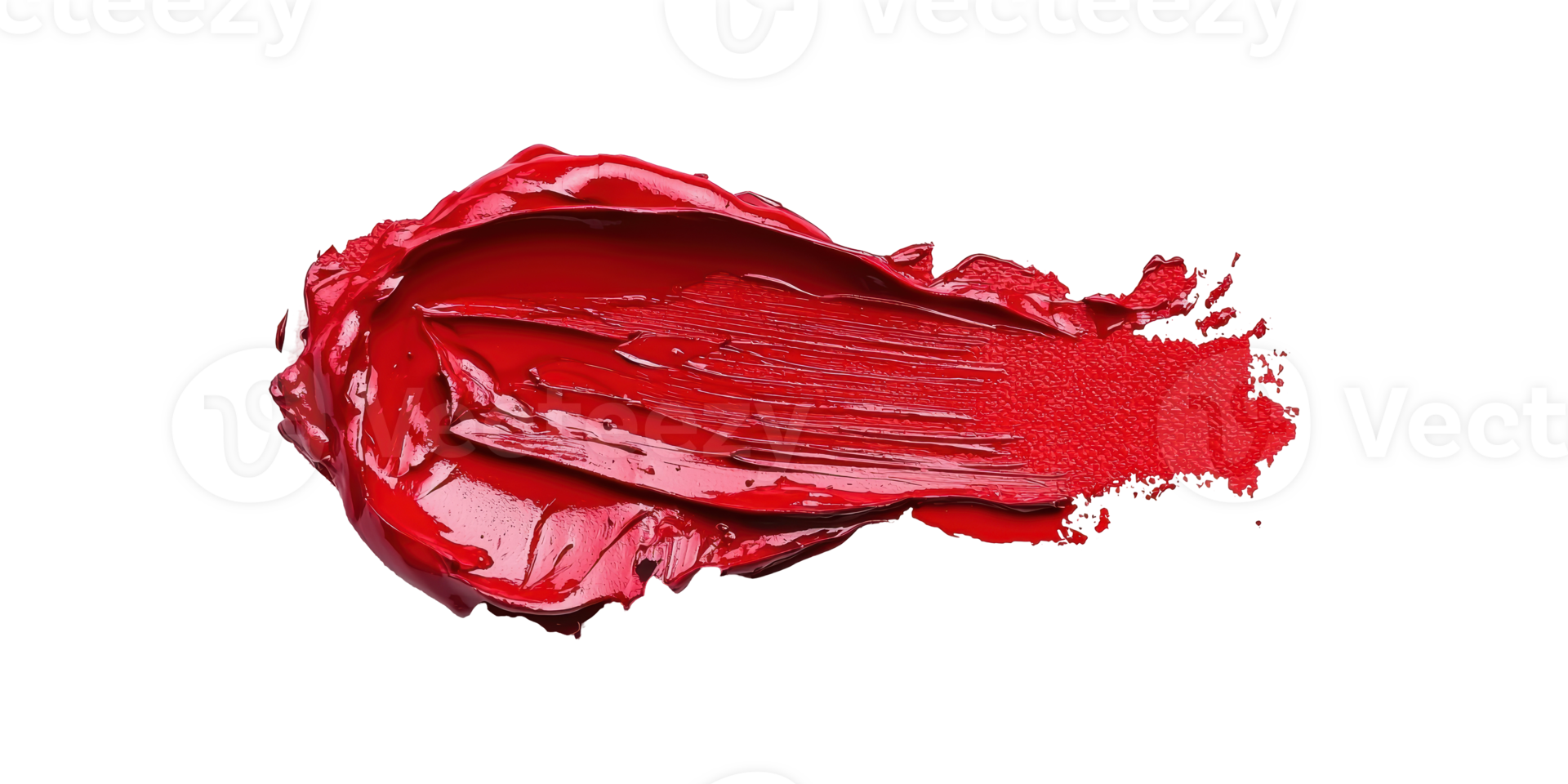 Vivid red lipstick smear showcasing glossy texture isolated on transparent background png