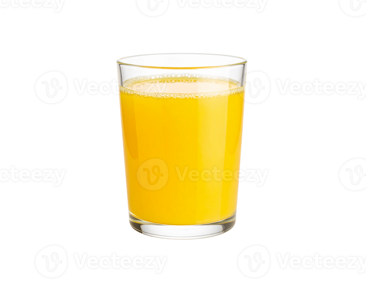 Refreshing Glass of Bright Orange Juice with Bubbles. png