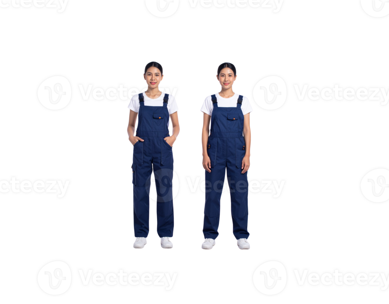 Dark Blue Workwear Overalls with Pockets and Adjustable Straps. png