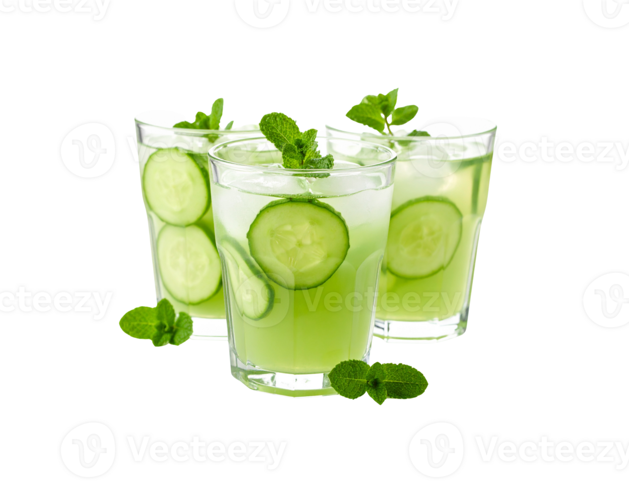 Refreshing Cucumber Mint Infused Water in Clear Glassware. png