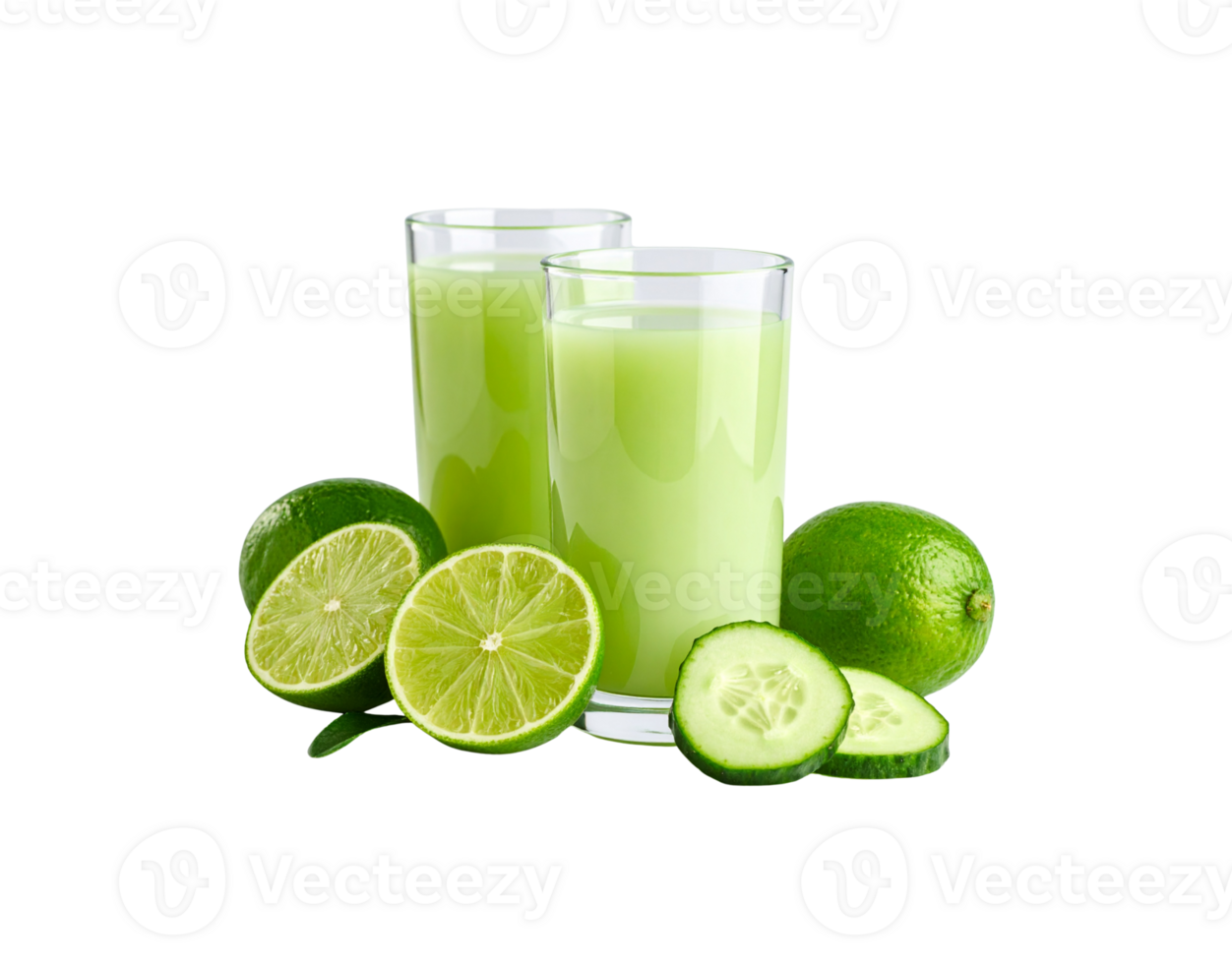 Refreshing Cucumber Lime Juice in Glassware with Fresh Fruits. png