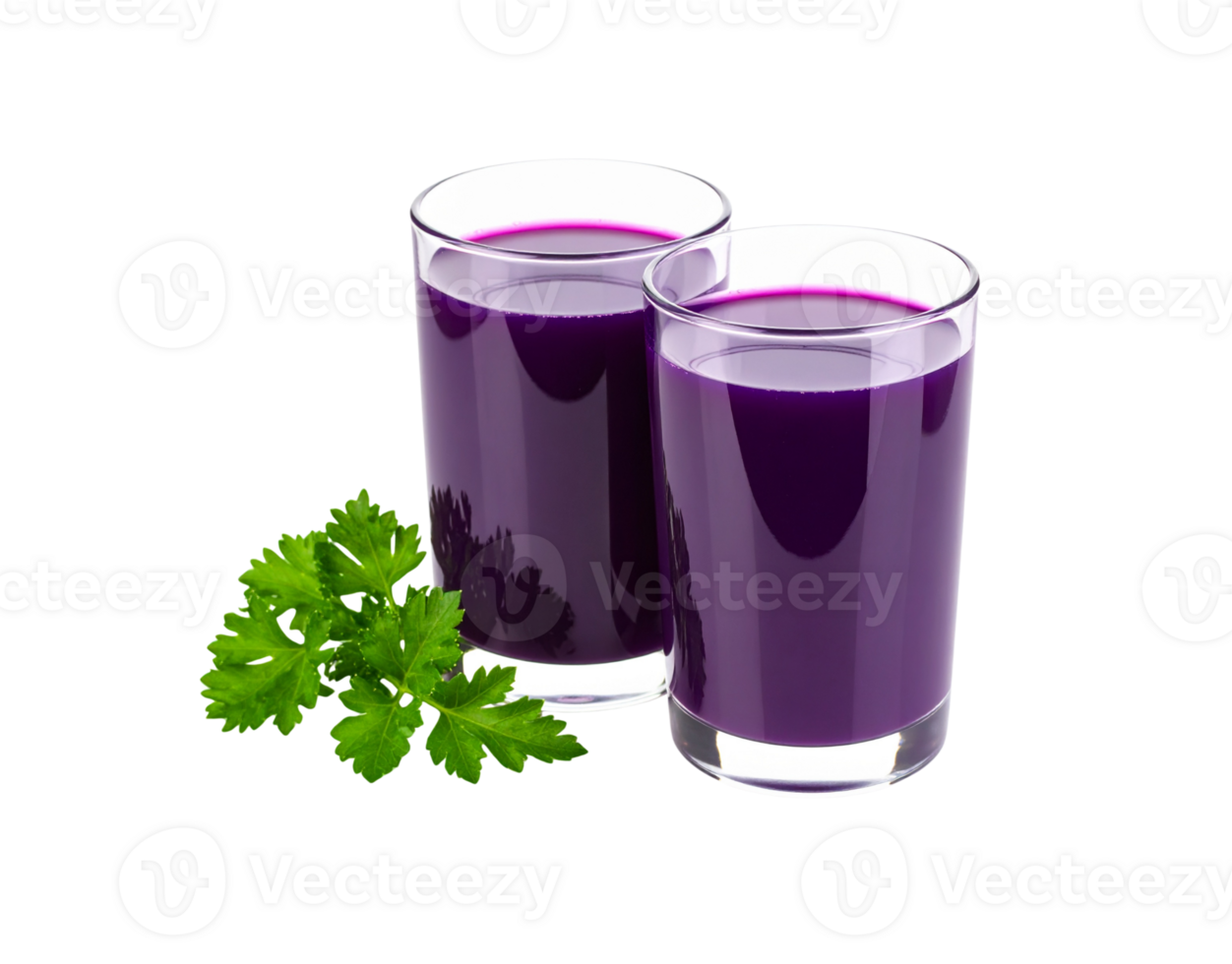 Two Glasses of Vibrant Purple Juice Refreshing and Healthy Drink. png