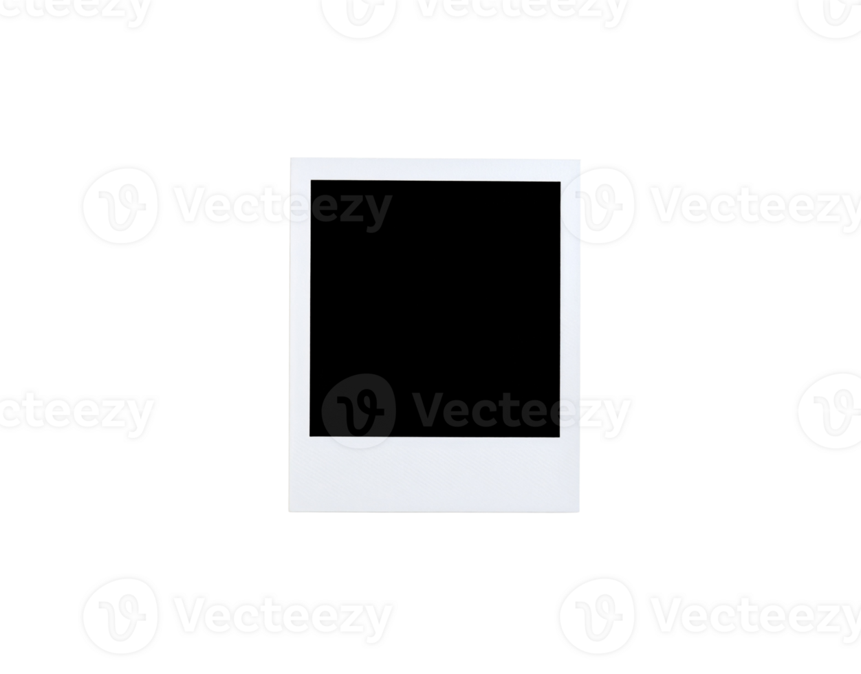 White Polaroid Frame with Black Center on Black Background. png
