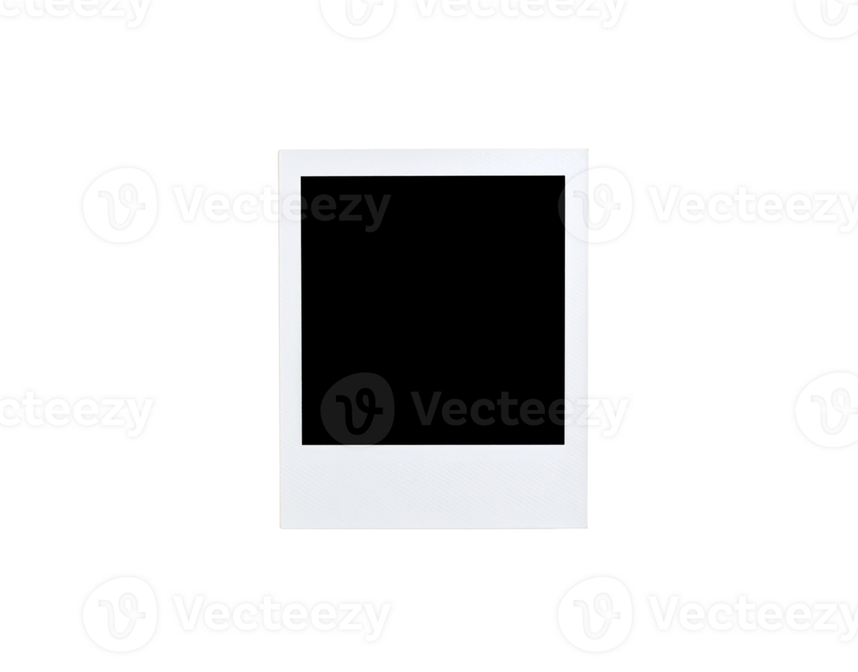 Isolated White Instant Photo Frame with Textured Surface on Black Background. png