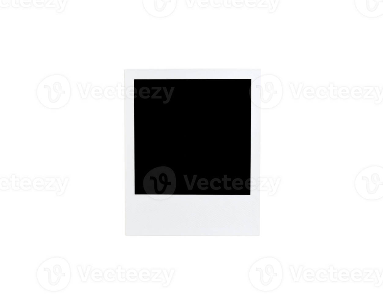 Isolated White Polaroid Frame with Black Center and Textured Bottom. png