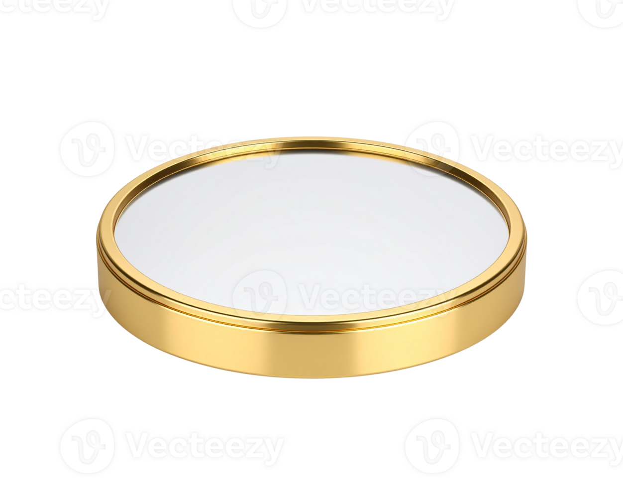 Elegant Round Mirror with Golden Frame Reflective Surface. png