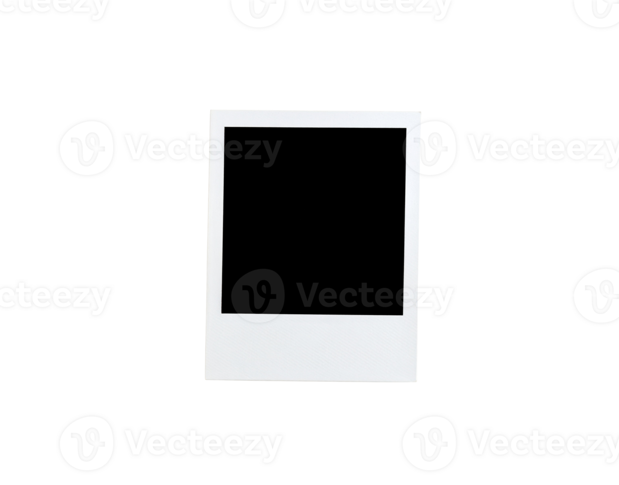 Isolated White Polaroid Frame with Textured Bottom Border on Black Background. png