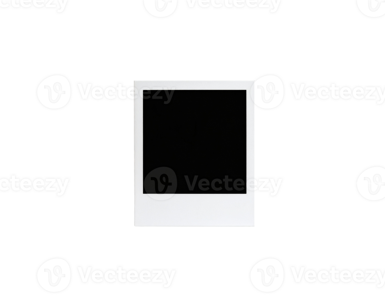 Blank White Polaroid Frame with Black Center on Black Background. png