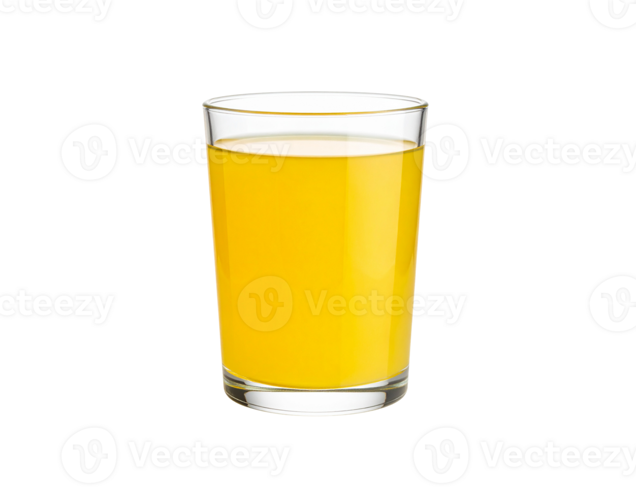 Glass of Vibrant Yellow Juice Refreshing and Bright Clear Container. png