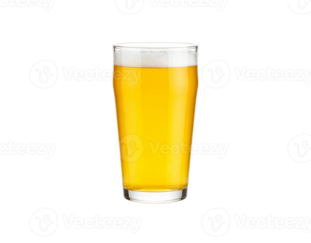 Refreshing Pint of Golden Beer with Frothy White Head in Glass. png