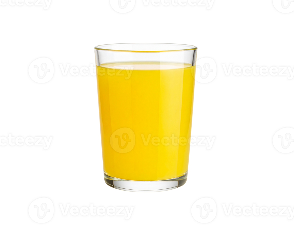 Glass of Vibrant Yellow Juice Refreshing and Bright in Clear Glassware. png
