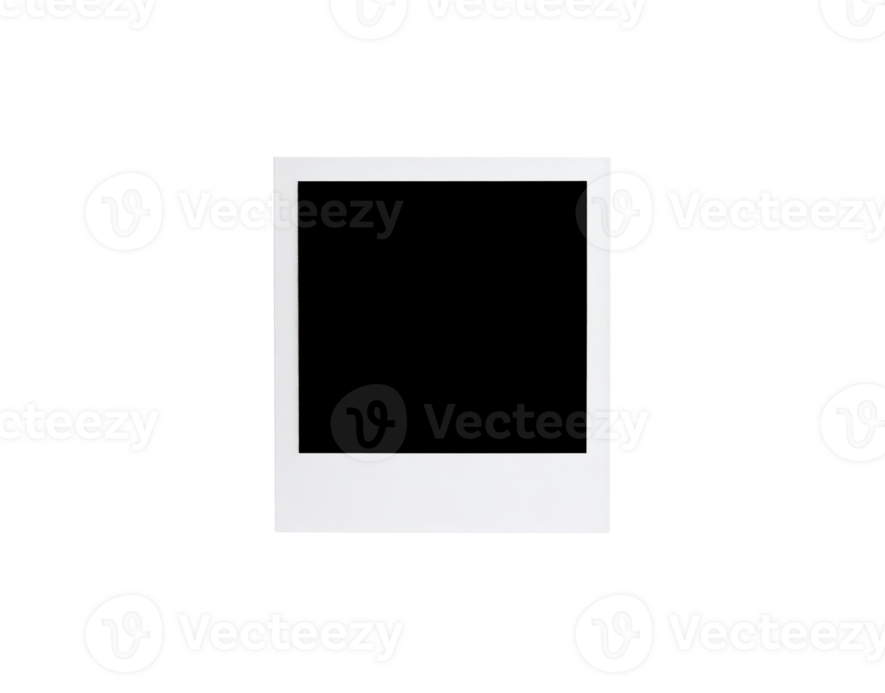 Blank White Polaroid Frame with Black Center and Border. png