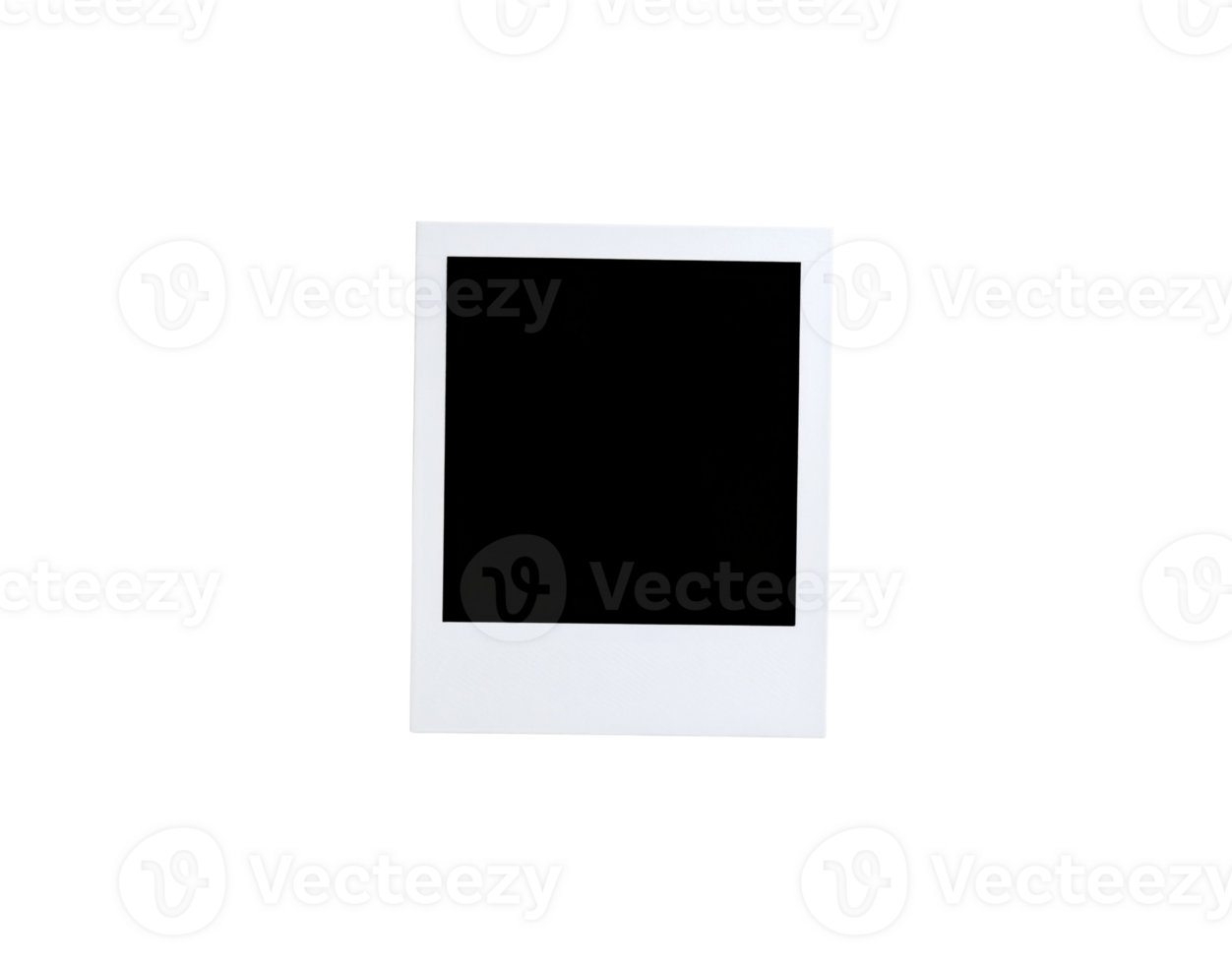 Isolated White Instant Photo Frame with Black Center on Black Background. png