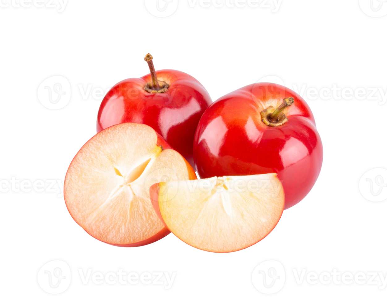 Two Shiny Red Apples and Sliced Apple Fruit Still Life. png