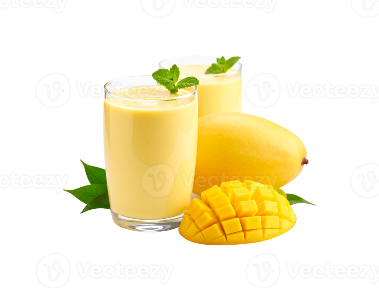 Refreshing Mango Smoothie with Mint and Fresh Mango Fruit. png