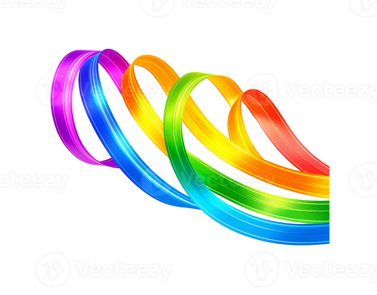 Vibrant Rainbow Ribbon Swirl Colorful Abstract Design Element. png