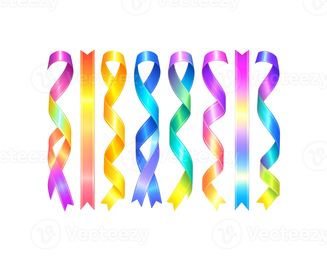 Collection of Colorful Ribbons Glossy Twisted and Straight Design Elements. png