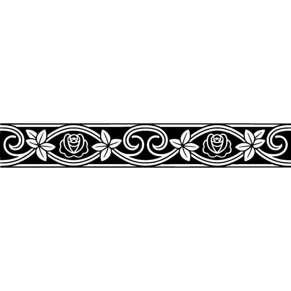 Elegant Floral Border, Vintage Style, Decorative Element, Swirls - Roses vector