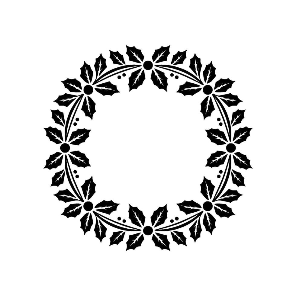 Elegant Holly Wreath, Festive Border vector