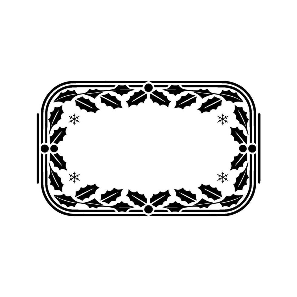 Elegant Winter Frame Holly Snowflakes Ornament vector