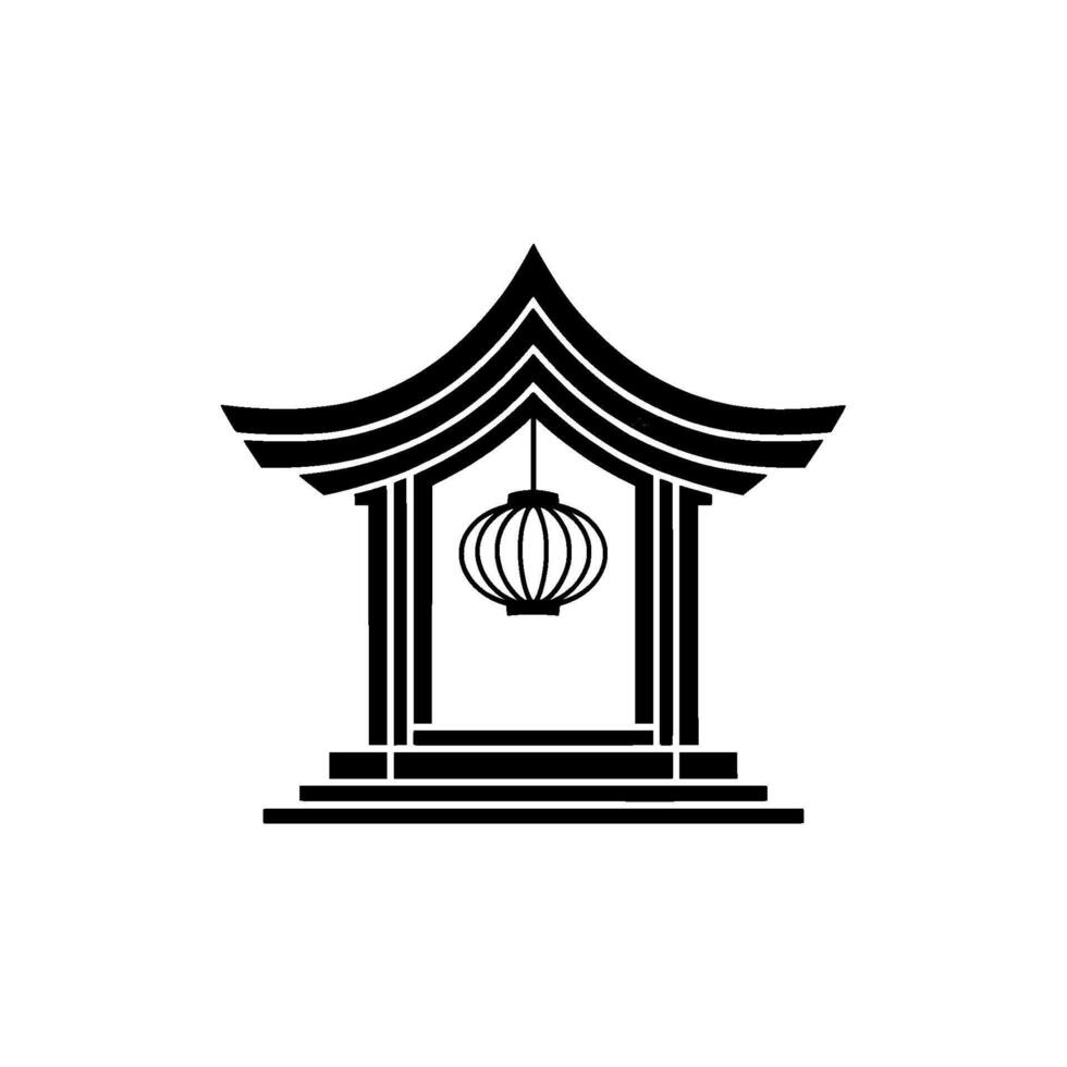 Minimalist Japanese Pavilion, Lantern Silhouette vector