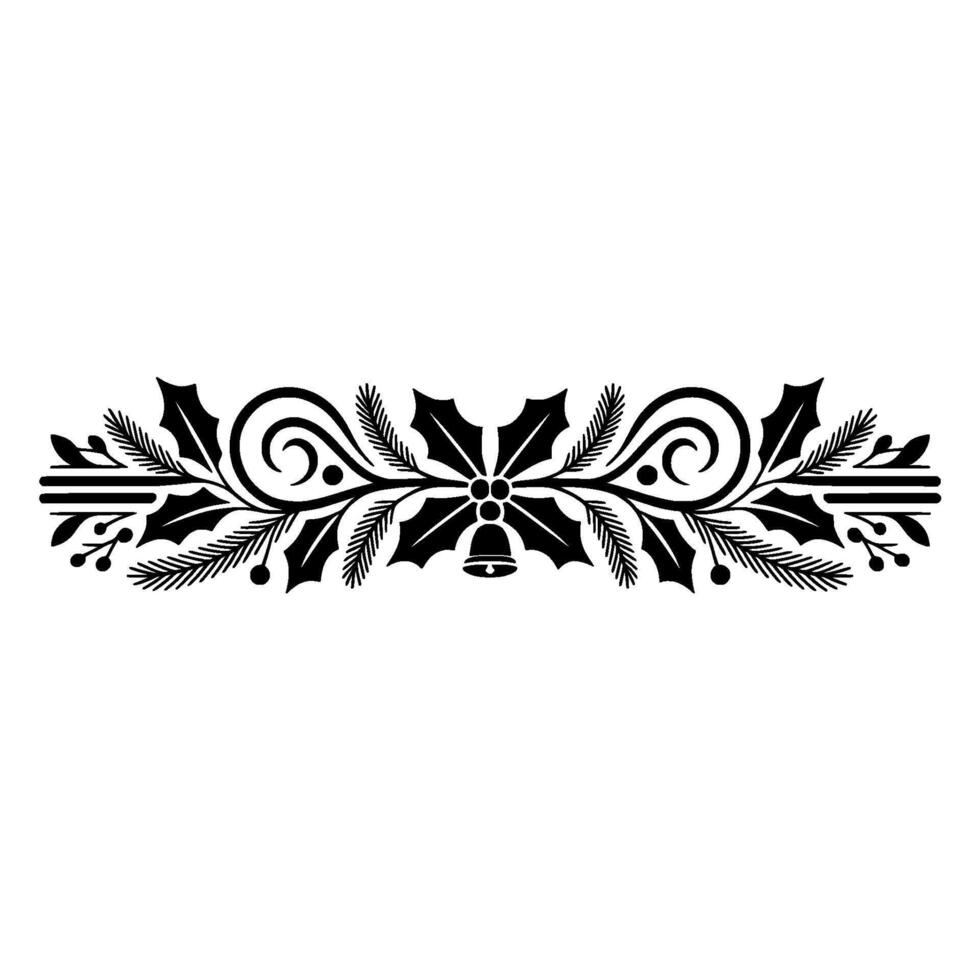 Elegant Black Holly Bell Border vector