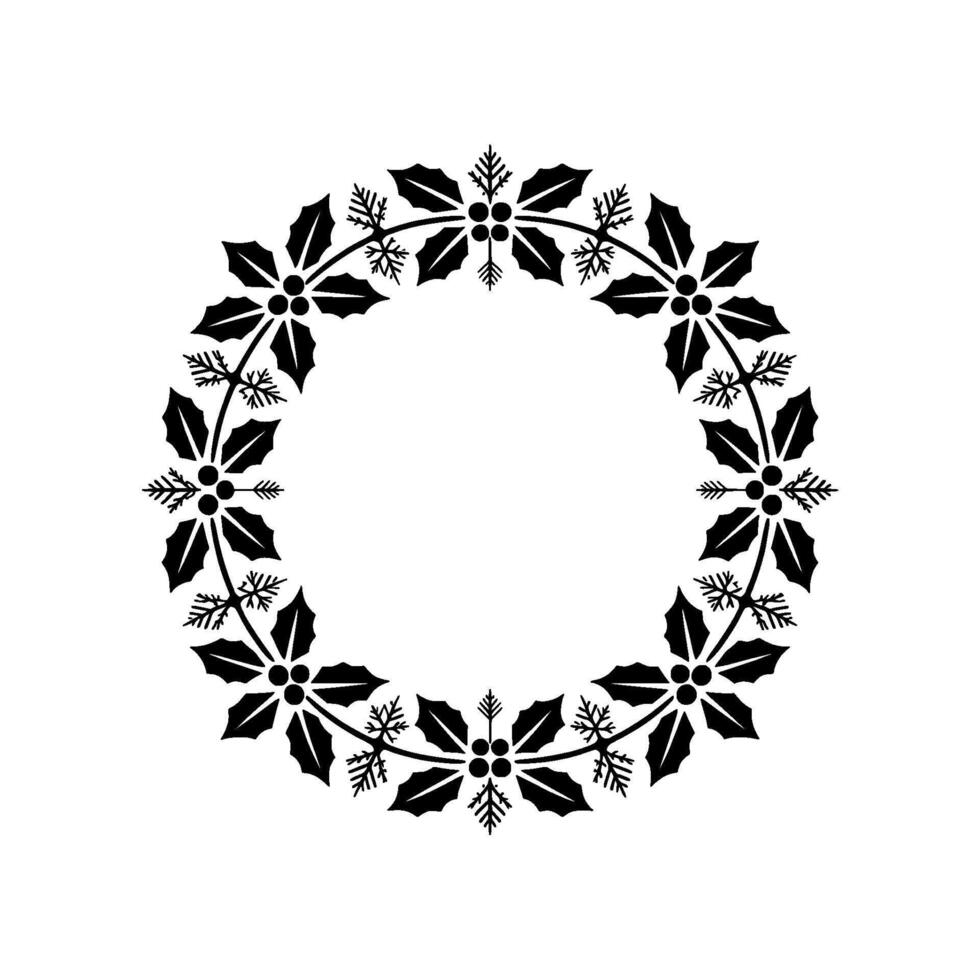 Minimalist Holly Wreath, Festive Silhouette vector