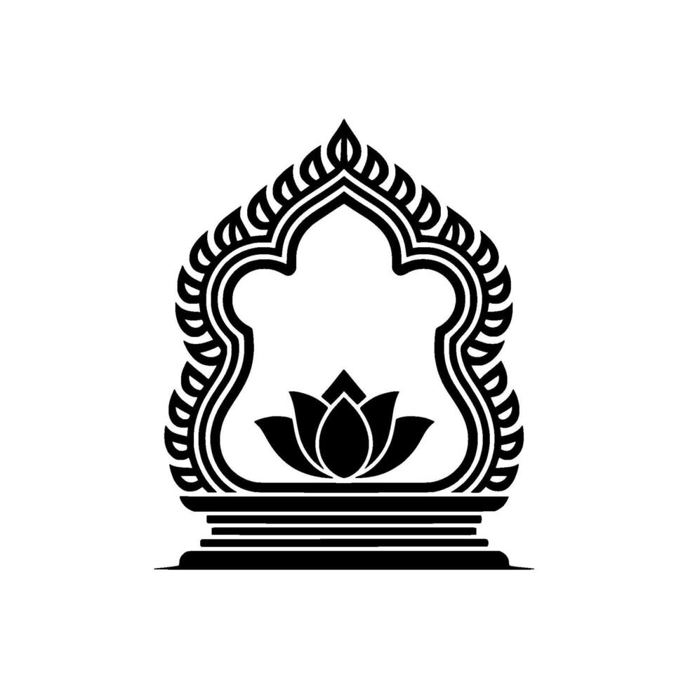 Sacred Lotus Emblem, Intricate Ornamentation, Spiritual Symbol vector