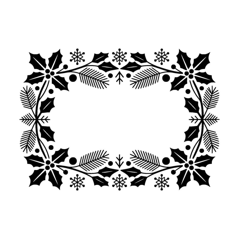 Elegant Winter Border, Festive Botanical Illustration vector