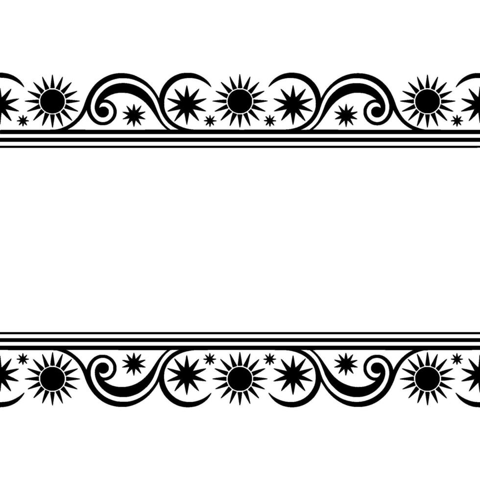 Stylized Sun Swirl Border, Vintage Element vector