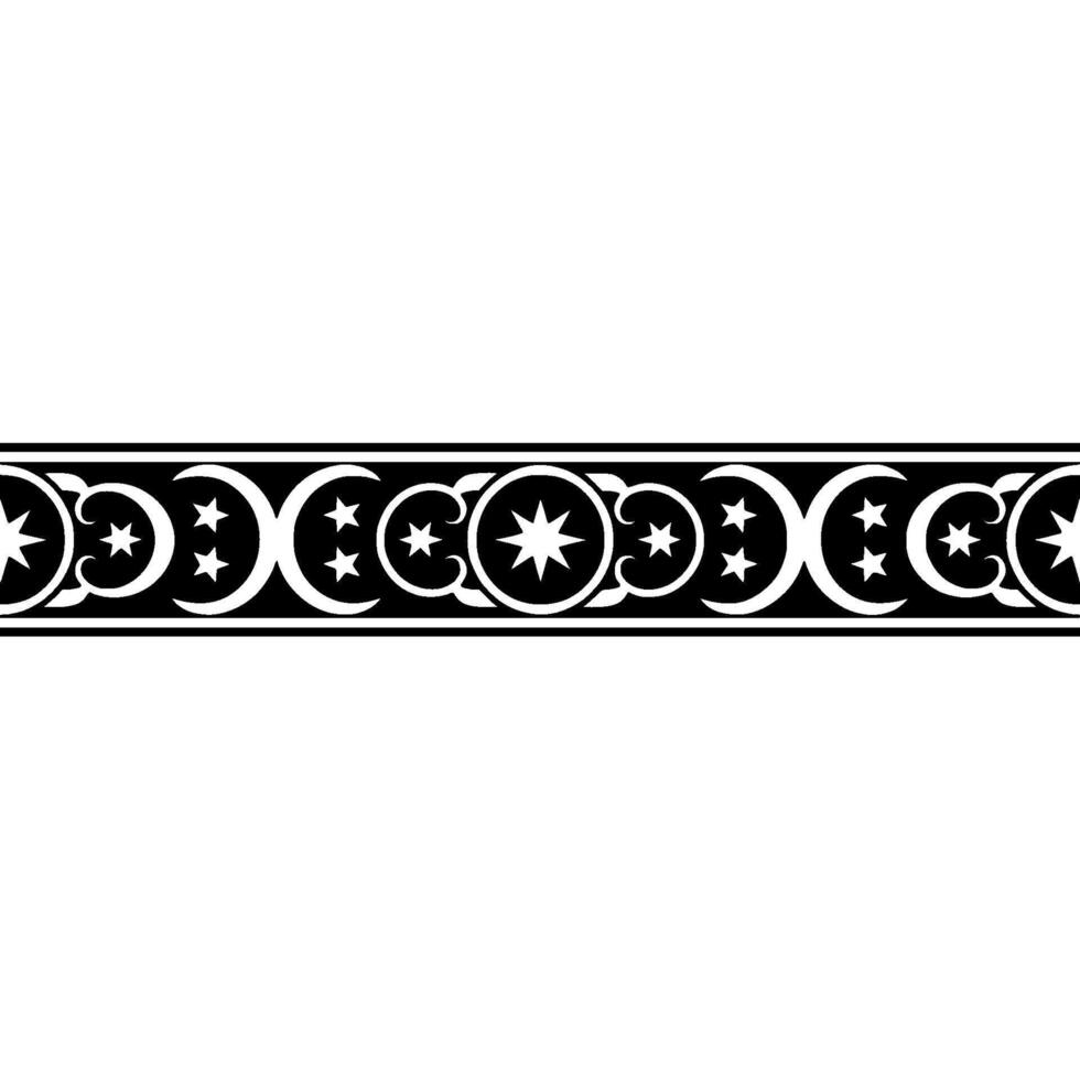 Celestial Border Stylized Moon Star Ornament, Stars - Vintage vector