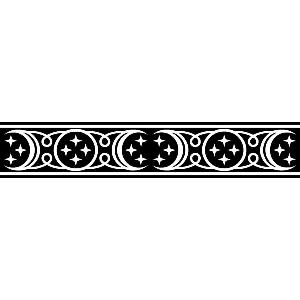 Intricate Black and White Crescent Border, Decorative Pattern vector