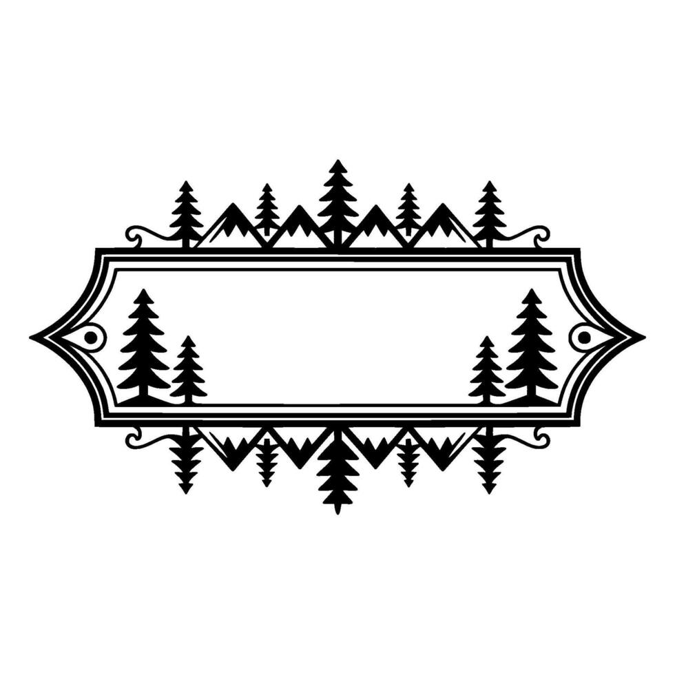 Mountainscape Border, Vintage Illustration, Rustic vector