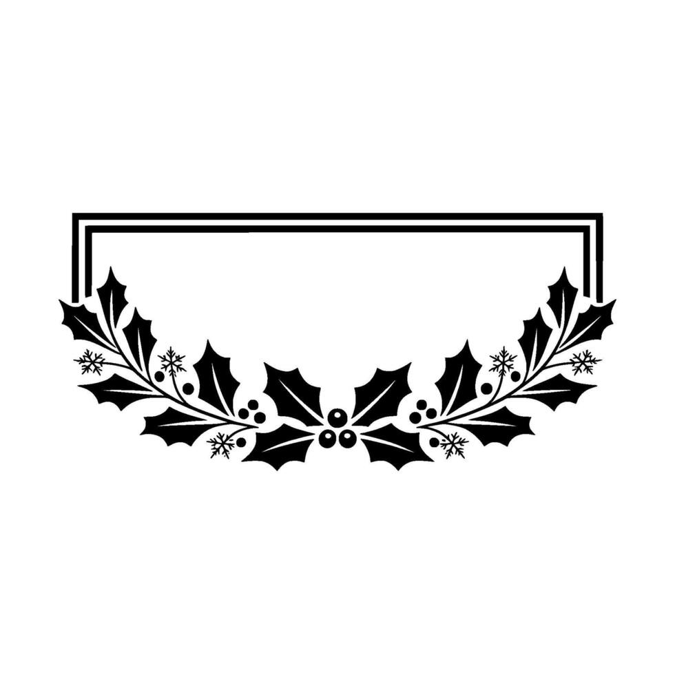Elegant Winter Holly Frame, Vintage Style vector