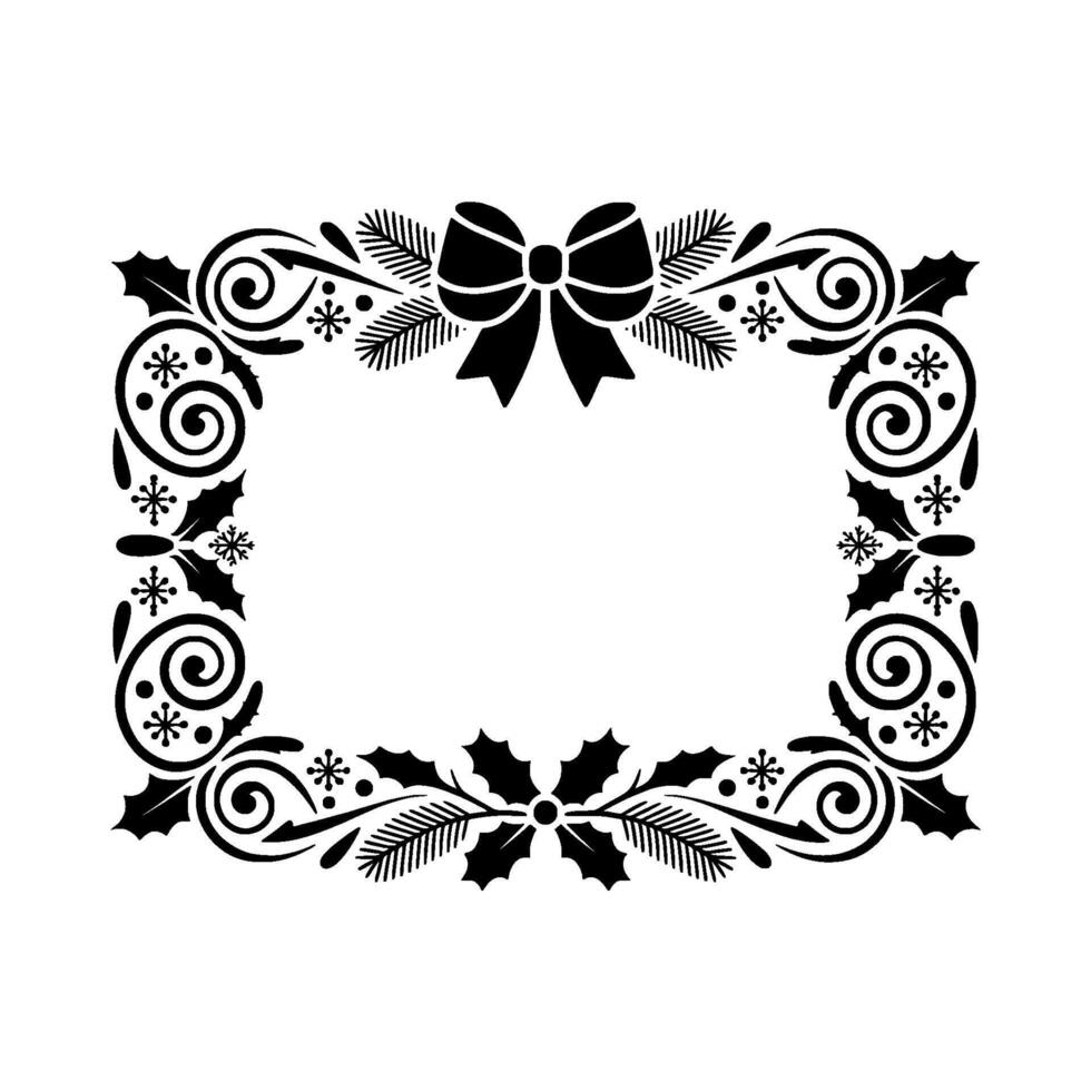 Elegant Black White Holiday Frame, Festive Ornamentation vector