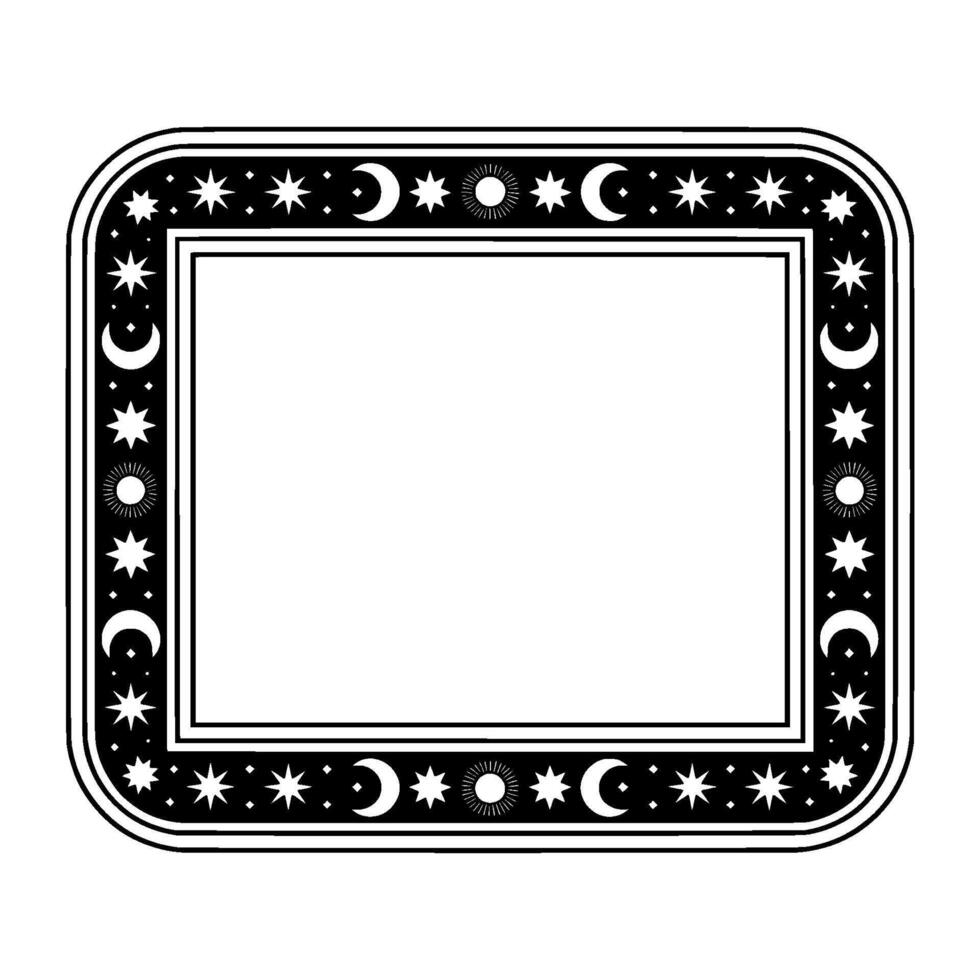 Celestial Frame Moon Star Border vector